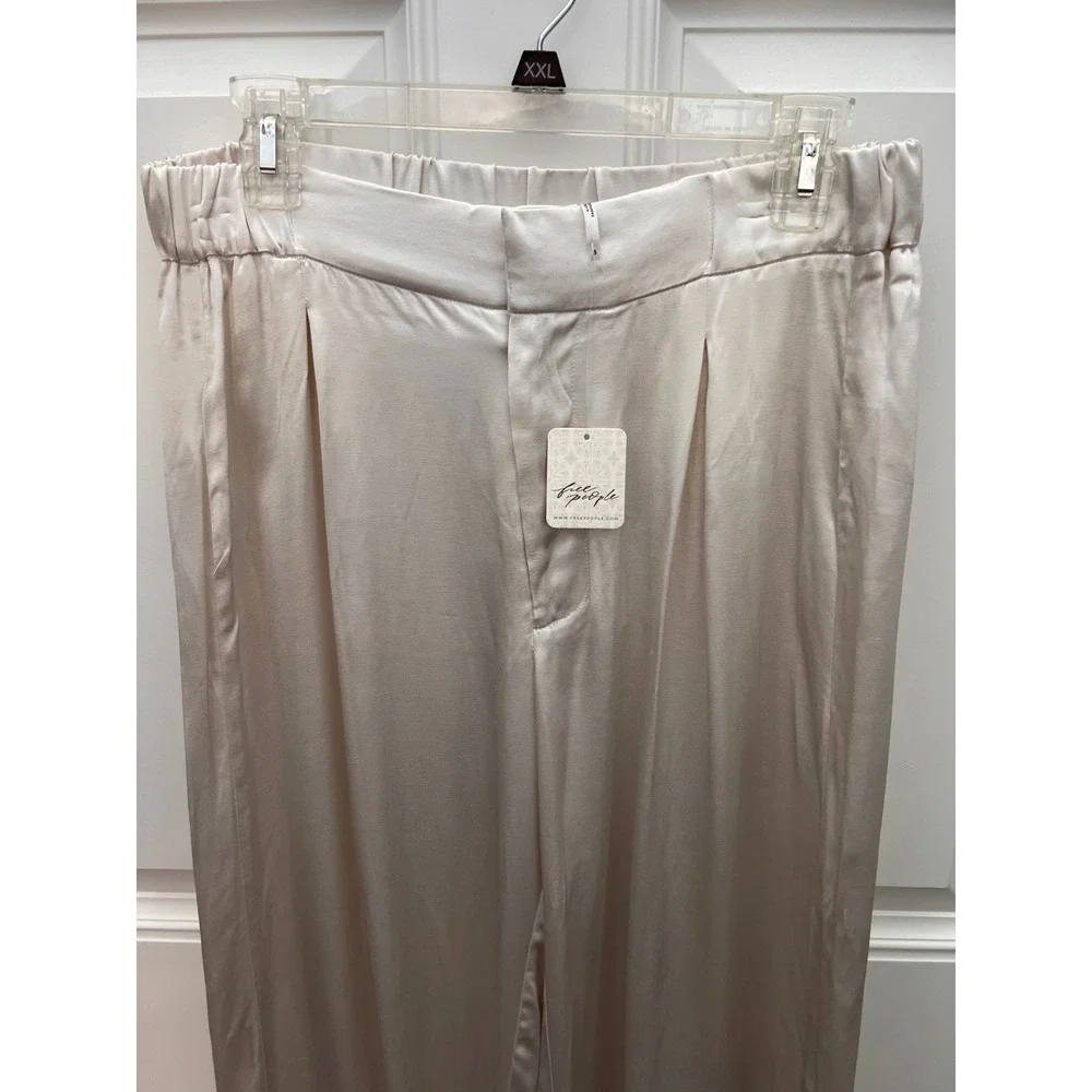 Free People Good Days Satin Wide Leg Trousers Ivory Womens S NWT - Picture 3 of 8